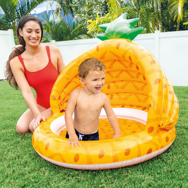 58414EP 40 Inch Pineapple Outdoor Baby Toddler Inflatable Swimming Pool