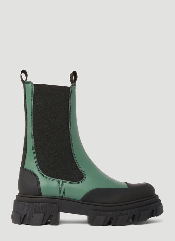 Mid Calf Chelsea Boots in Green