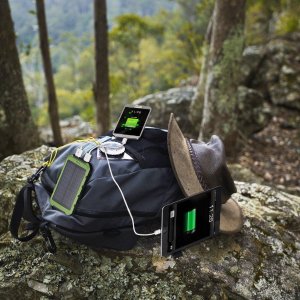 GRDE 10000mAh Solar Phone Charger with 2 Mini Lamps