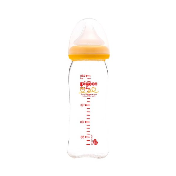 PIGEON Heat resistant Glass Baby Bottle 240ml Orange