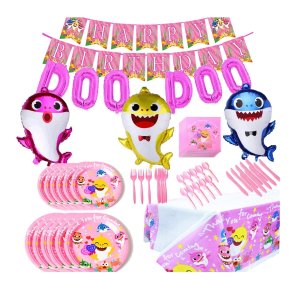 Baby Cute Shark Party Supplies Birthday Decorations Set