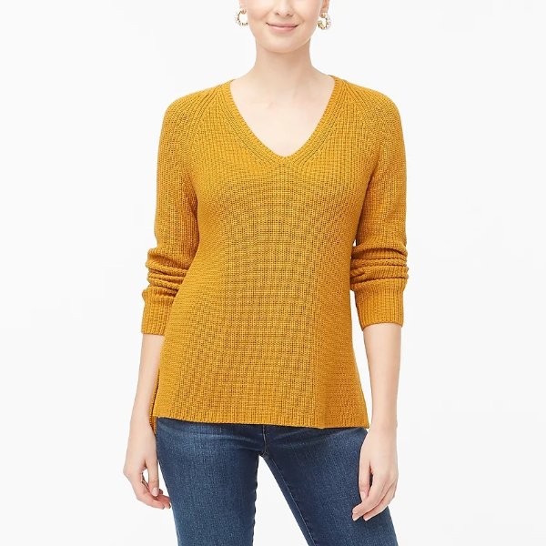 Cotton V-neck tunic sweater