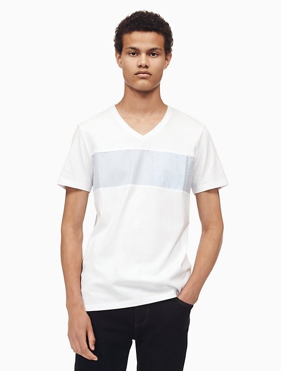 slim fit v-neck linear stripe t-shirt | Calvin Klein
