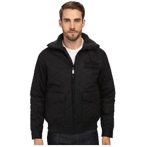 Steve Madden Men's Quilted Bomber Jacket with Sherpa-Lined Collar
