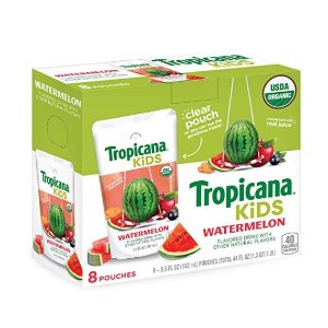 Tropicana Kids Organic Juice Drink Pouch, Fruit Punch, 5.5 Ounce, 32 Count