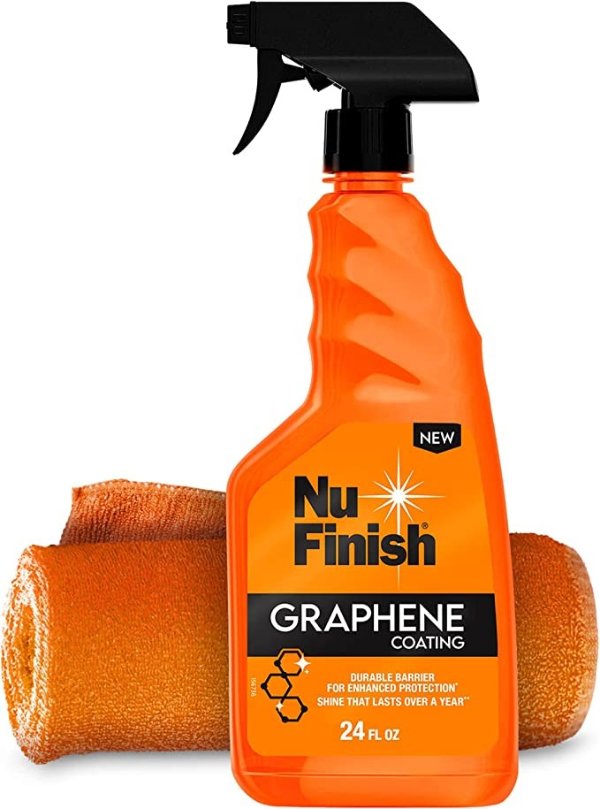 Nu Finish Water-Repellent Ceramic and Graphene Technology Vehicle Finishing Kit, Car Shine - Includes Graphene Coating Spray and Microfiber Towel (E303703300)