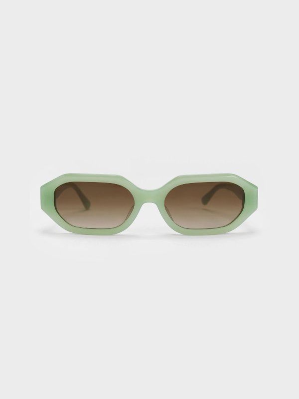 Gabine Recycled Acetate Oval Sunglasses - Mint Green