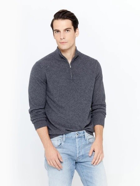 Men's Half Zip Mock-Neck Cashmere Sweater