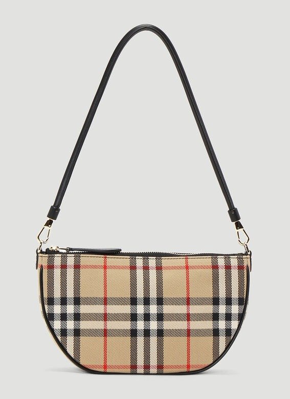 Olympia Vintage-Check Pouch Bag in Beige