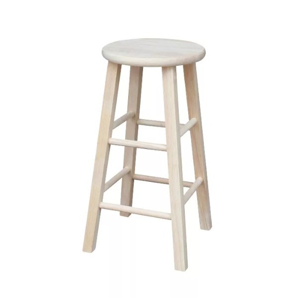 Round Top Counter Height Barstool Unfinished – International Concepts
