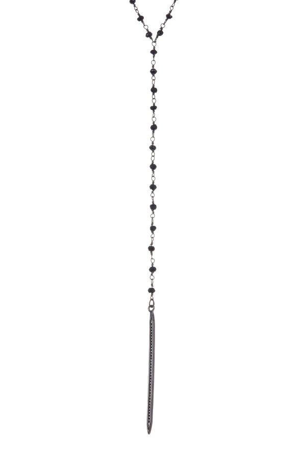 Terry Black Spinel & Champagne Diamond Spike Lariat Necklace - 0.30 ctw