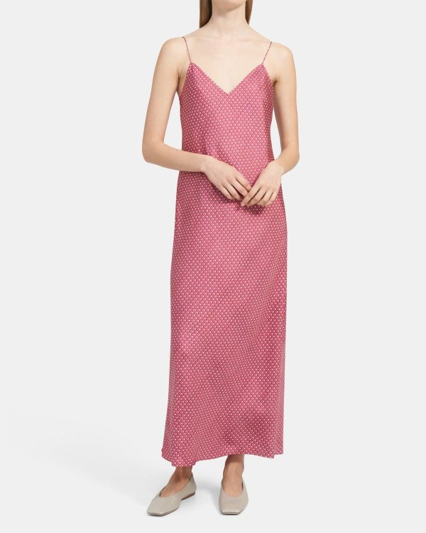 Easy Slip Dress in Color-Blocked Silk