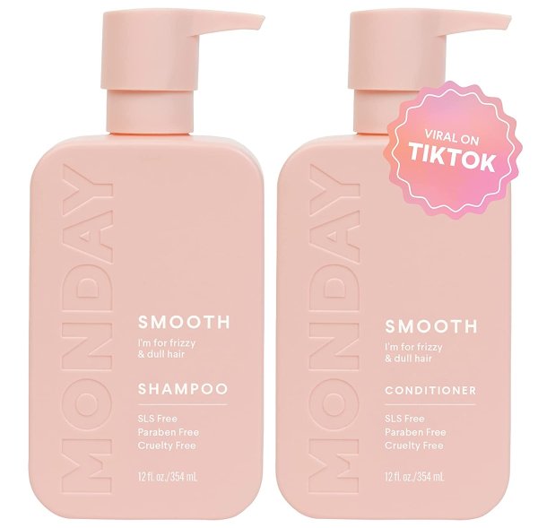 MONDAY HAIRCARE Smooth Shampoo + Conditioner Bathroom Set (2 Pack)