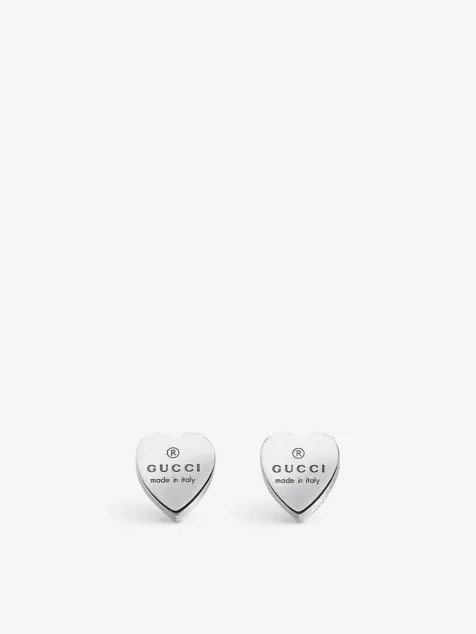 GUCCITrademark earrings heart-motif sterling silver stud earrings