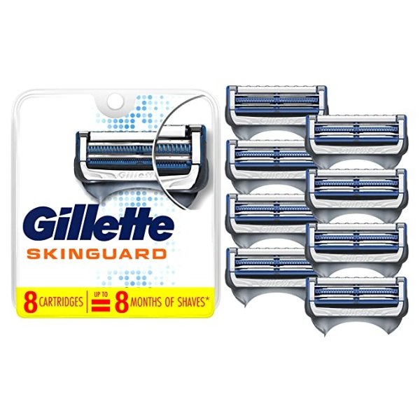 SkinGuard Men's Razor Blade Refill for Sensitive Skin, 8 Blade Refills