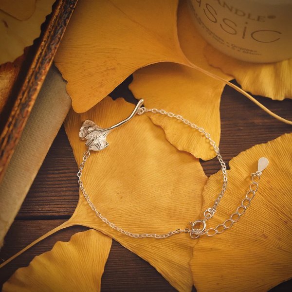 Silver Ginkgo Leaf Bracelet