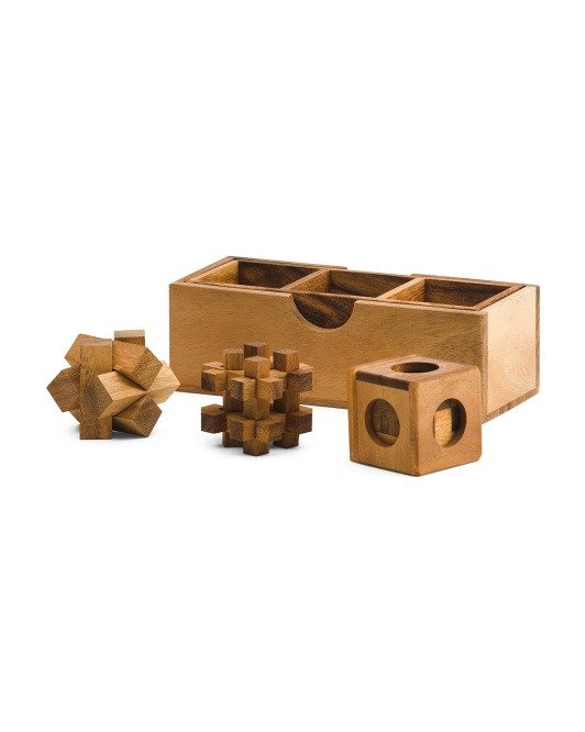 Set Of 3 Mini Wood Puzzles