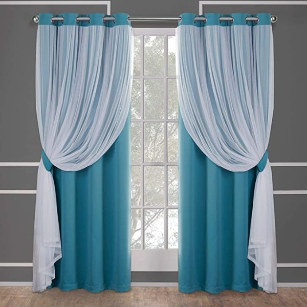 Exclusive Home Curtains 52x84 绿松石色窗帘 2片