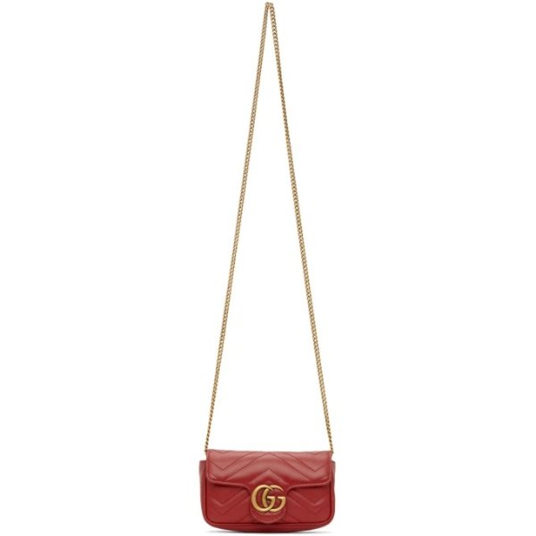 Red Super Mini GG Marmont Shoulder Bag