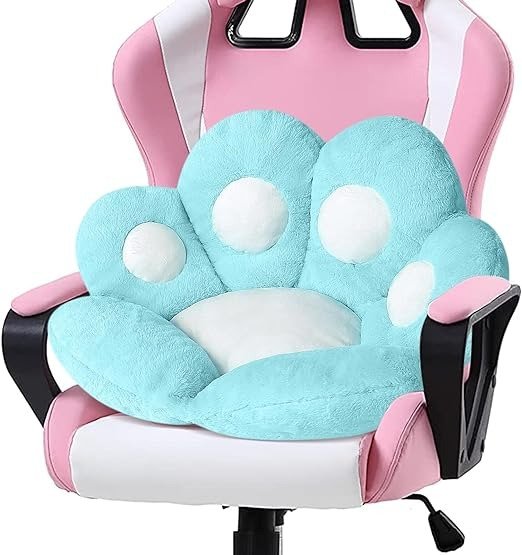 Cat Paw Cushion Kawaii Chair Cushions 27.5 x 23.6 inch Cute Stuff Seat Pad Comfy Lazy Sofa Office Floor Pillow for Gaming Chairs Room Decor Blue