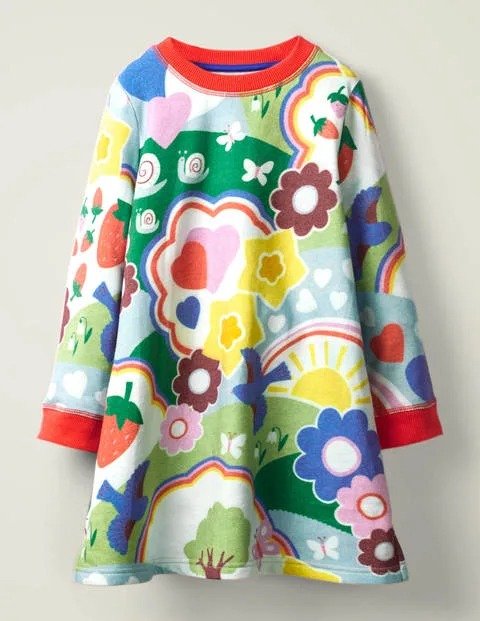 Cosy Printed Sweatshirt Dress - Multi Springtime | Boden US