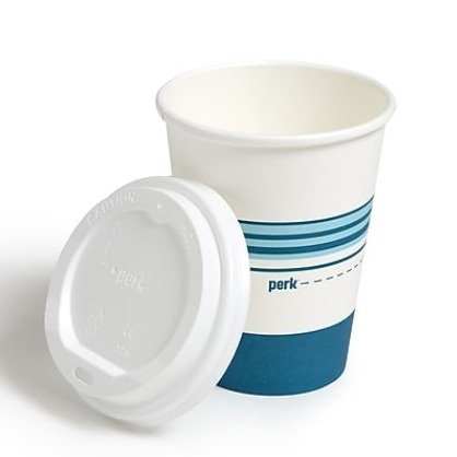 Paper Cup & Lid Combo, 12 Oz., White/Blue, 50/Pack
