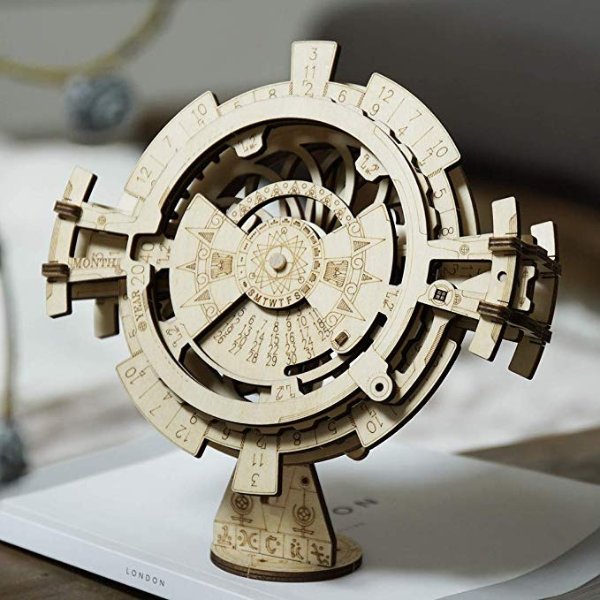 3D Wooden Perpetual Calendar Puzzle,Mechanical Gears Toy Building Set,Brain Teaser Games,Engineering Toys,Family Wooden Craft KIT Supplies-Great Birthday for Husband Wife Adult