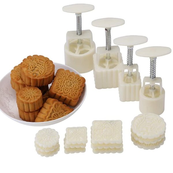 Lost Ocean Mid-Autumn Festival Hand-Pressure Moon Cake Mould With 12 Pcs Mode Pattern For 4 Sets