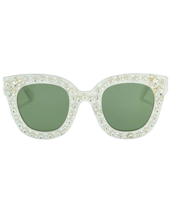 Special Edition White White Green Women's Sunglasses GG0116S-30001563004
