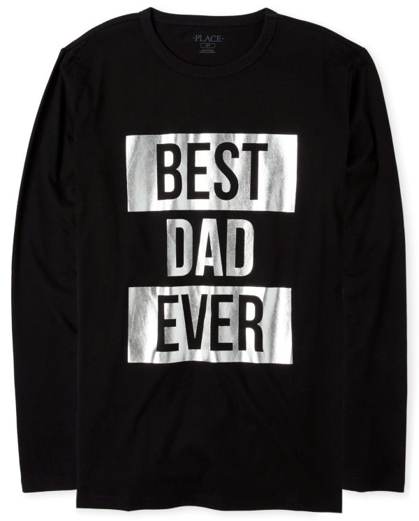 Mens Matching Family Long Sleeve Foil 'Best Dad Ever' Graphic Tee