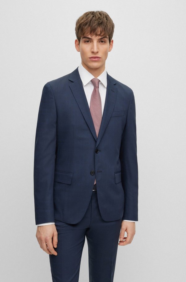 Slim-fit suit in a checked virgin-wool blend
