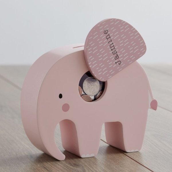 Personalized Pink Elephant Money Box