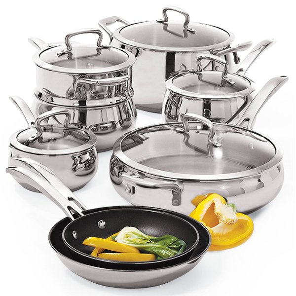 Belly Shaped Stainless 13-Piece Cookware Set