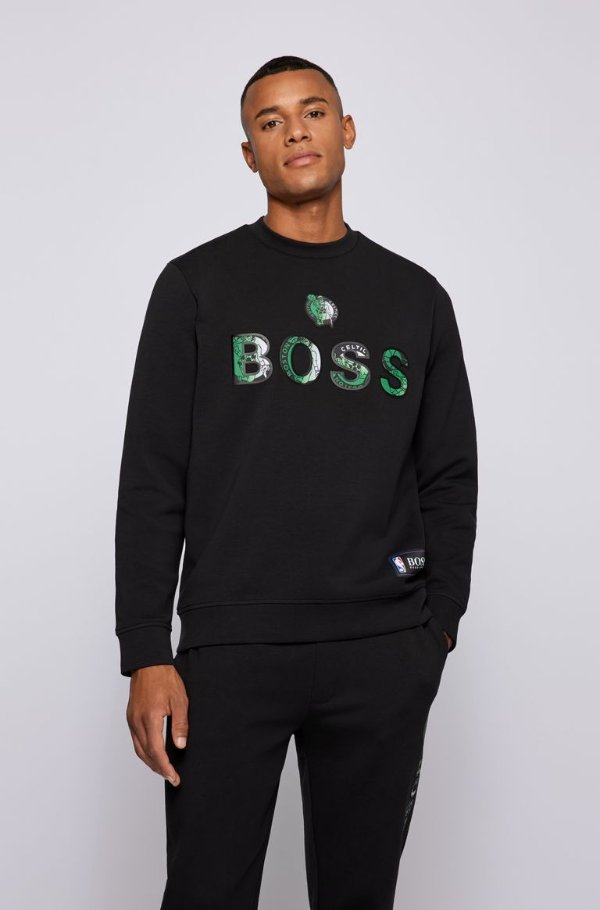 BOSS x NBA relaxed-fit sweatshirt with colorful branding BOSS x NBA cotton-blend tracksuit bottoms with colorful branding by BOSS