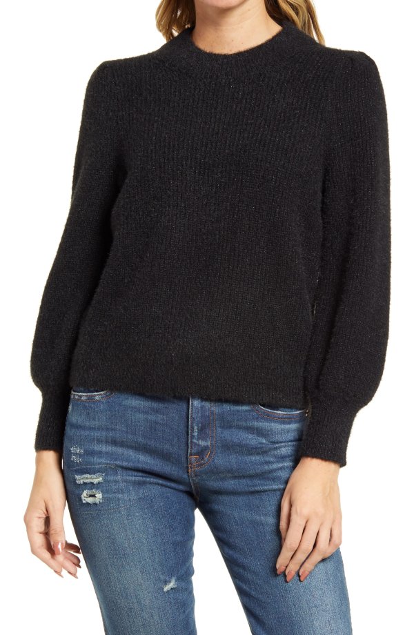 Eaton Puff-Sleeve Pullover Sweater
