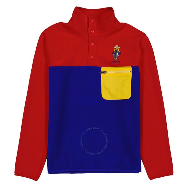 Men's Red / Royal Polo Bear Colour-Block Sweatshirt
