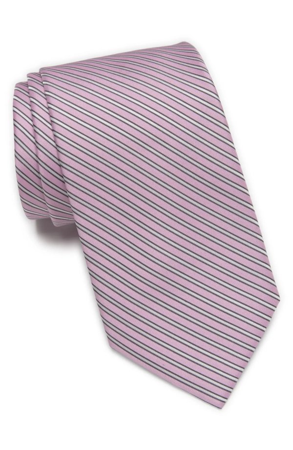 Contrast Stripe Silk Polyester Blend Tie