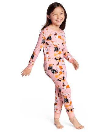 Girls Long Sleeve Halloween Dog Print Snug Fit Cotton 2-Piece Pajamas - Gymmies | Gymboree - TAHITI PINK