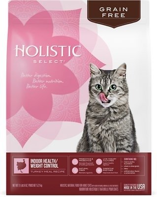 Holistic Select Indoor Health/Weight Control Turkey Meal Recipe Grain Free Dry Cat Food, 11.5-lb bag - Chewy.com