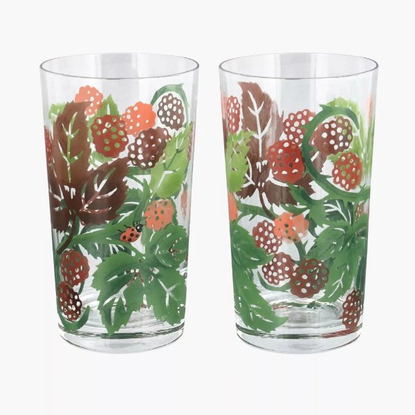 树莓印花玻璃杯 2件套