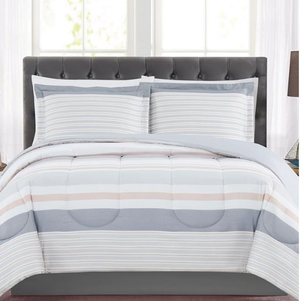CLOSEOUT! Grace 3-Pc. Reversible Stripe Full/Queen Comforter Set, Created for Macy's