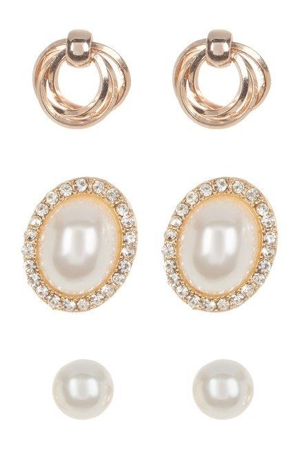 Imitation Pearl Stud Earrings - Set of 3