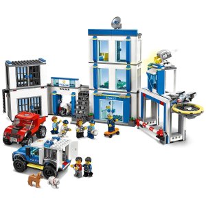 LEGO 城市组 警局大楼+警用直升机运输车 组合套装