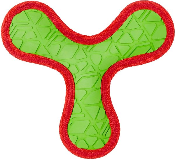 All Kind Toss & Play No Squeak Tri-Flyer Dog Toy, Large, Green Body/Red Trim - Chewy.com