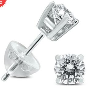 .65CTW Round Diamond Solitaire Stud Earrings In 14k White Gold