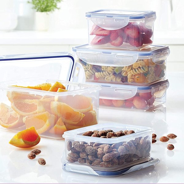 LOCK & LOCK Easy Essentials Food Storage, BPA Free, 10 Piece, Clear