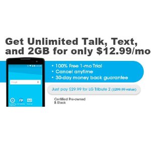 Pre-owned LG Tribute 2 + Unlimited Talk, Text, and 2GB LTE
