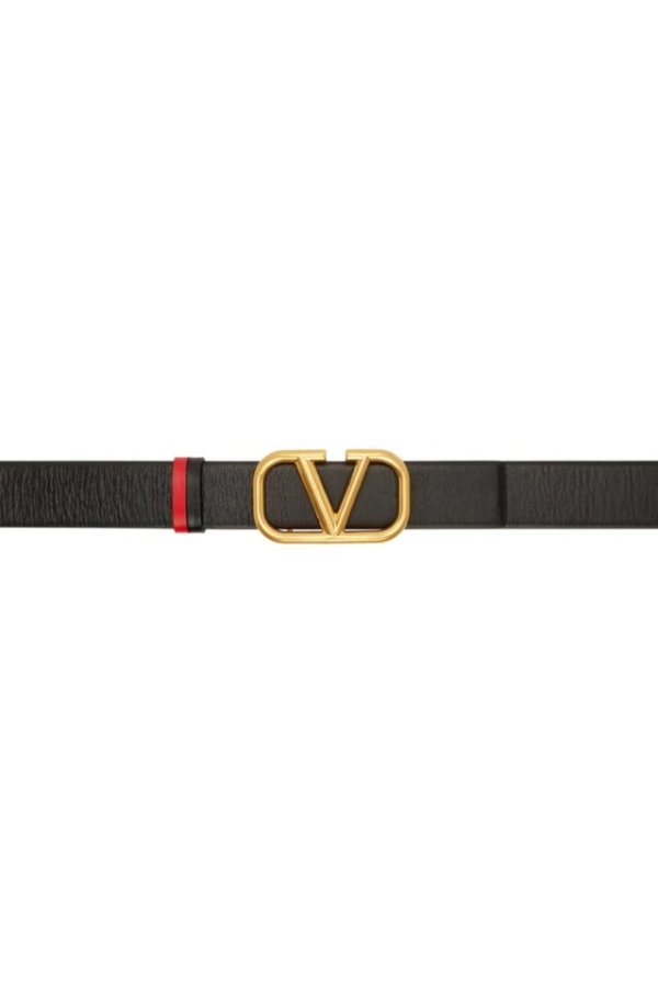 Black & Red Valentino Garavani VLogo Belt