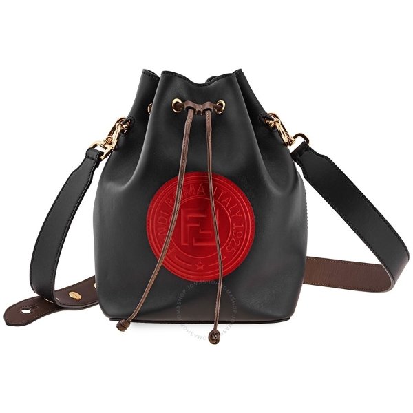 Ladies Bucket bag Mon Tresor Black/Red Fd Mon Med Stmp Lg Leatherer