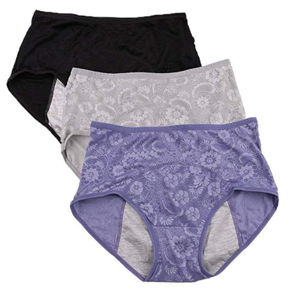 Women Menstrual Period Briefs Jacquard Easy Clean Panties Multi Pack US Size XXS-4XL/11